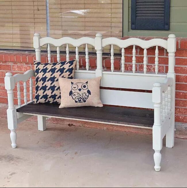 Vintage Headboard Transforms Garden Seating