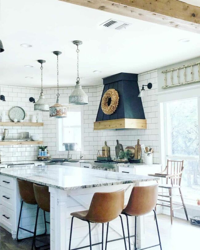 Pendant Lights Dancing Above Monochrome Island
