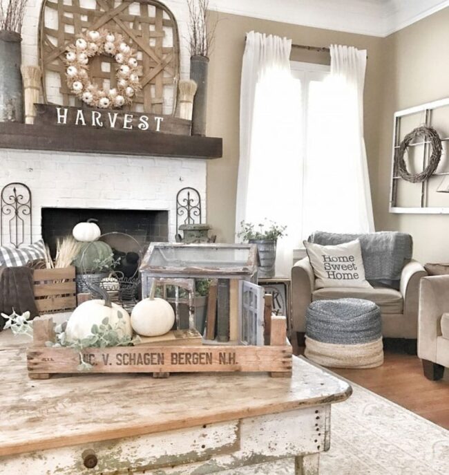 Golden Gourds Autumn Living Room