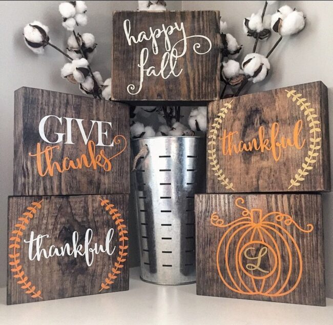 Personalized Wooden Blocks for Fall