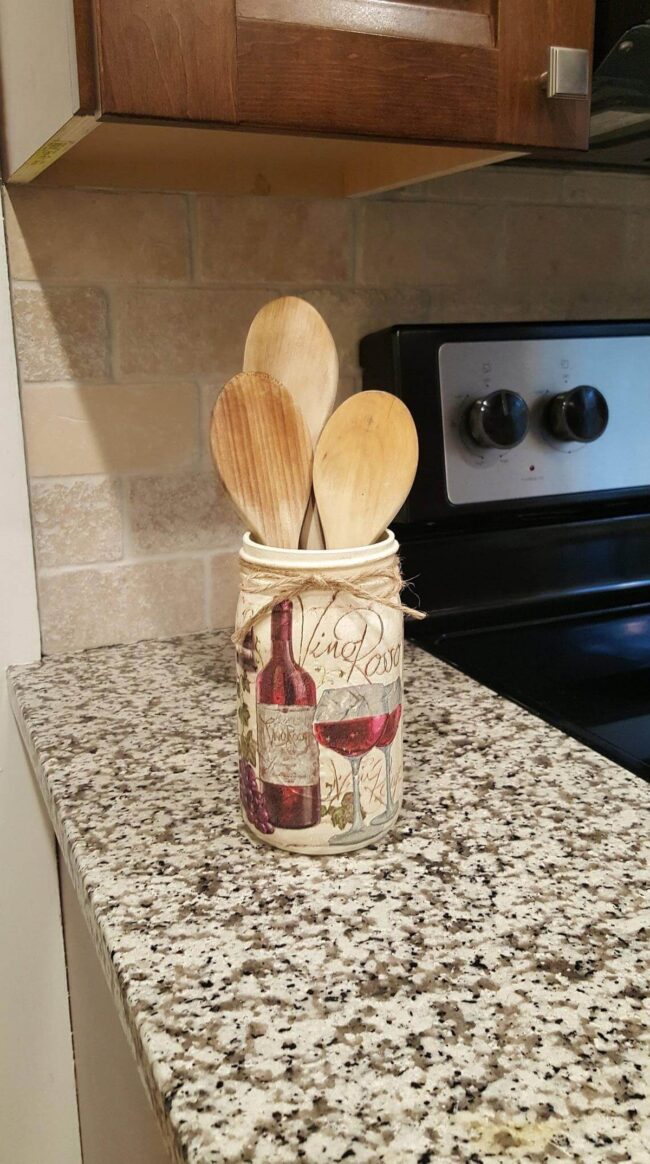 Rustic Wine-Stained Ceramic Utensil Holder