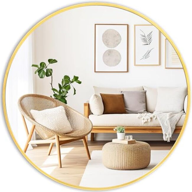 Dramatic Circular Mirror Expands Space