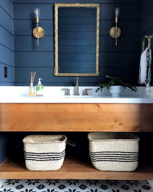 Dark Shiplap Sanctuary with Brass Glow