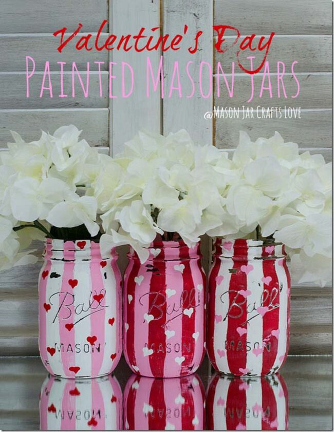 Pastel Hearts Bloom Mason Jars