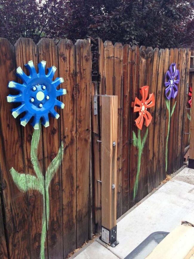 Metallic Petals Dancing Fence Art