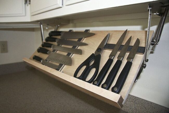 Hidden Knife Rack Saves Space