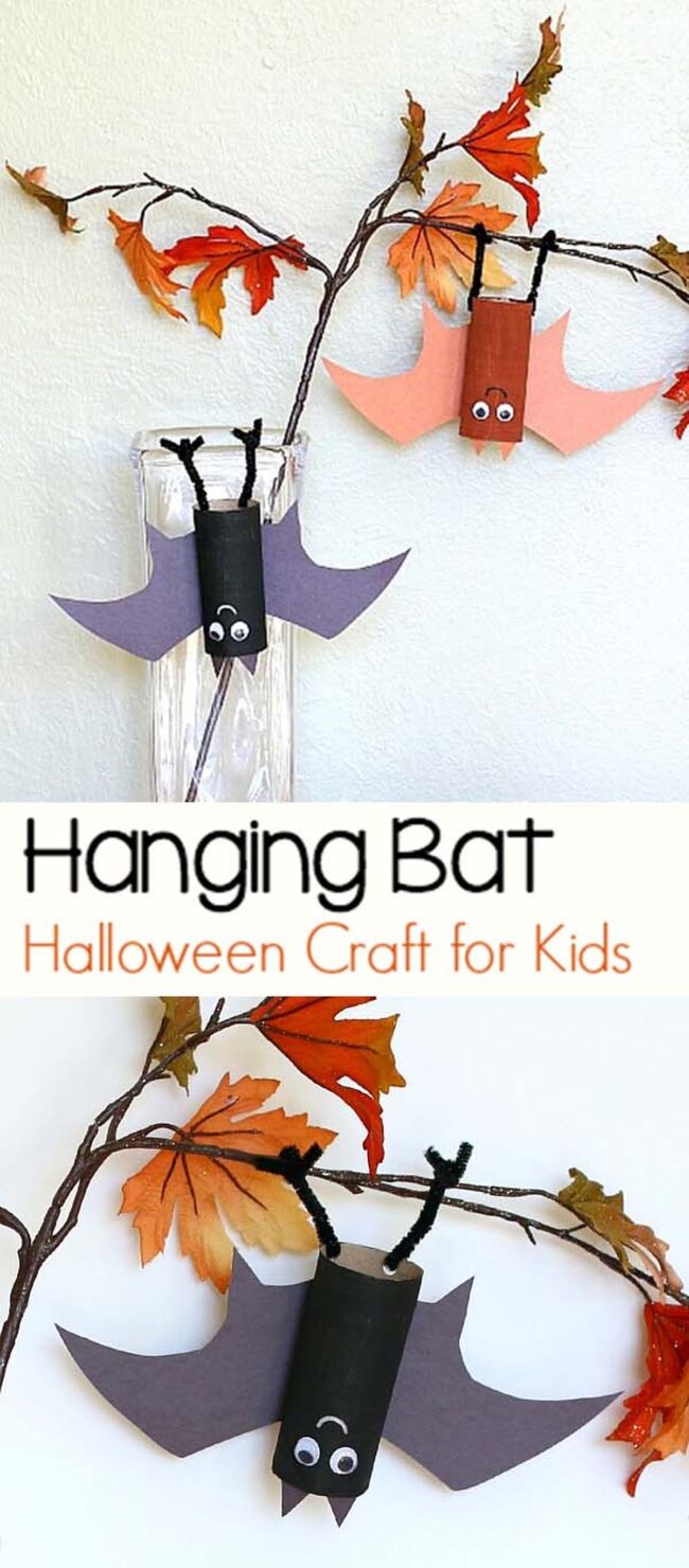 Hanging Bat Crafts from Toilet Rolls