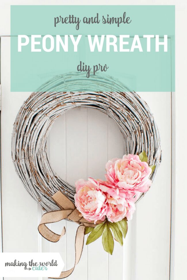 Peony White Twig Minimalist Wreath