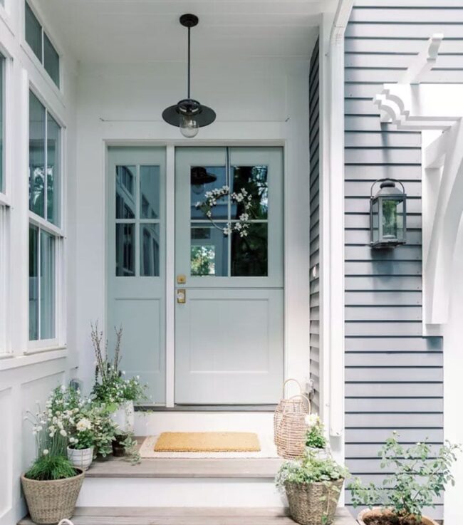 Soft Sage Embraces Gray Stone