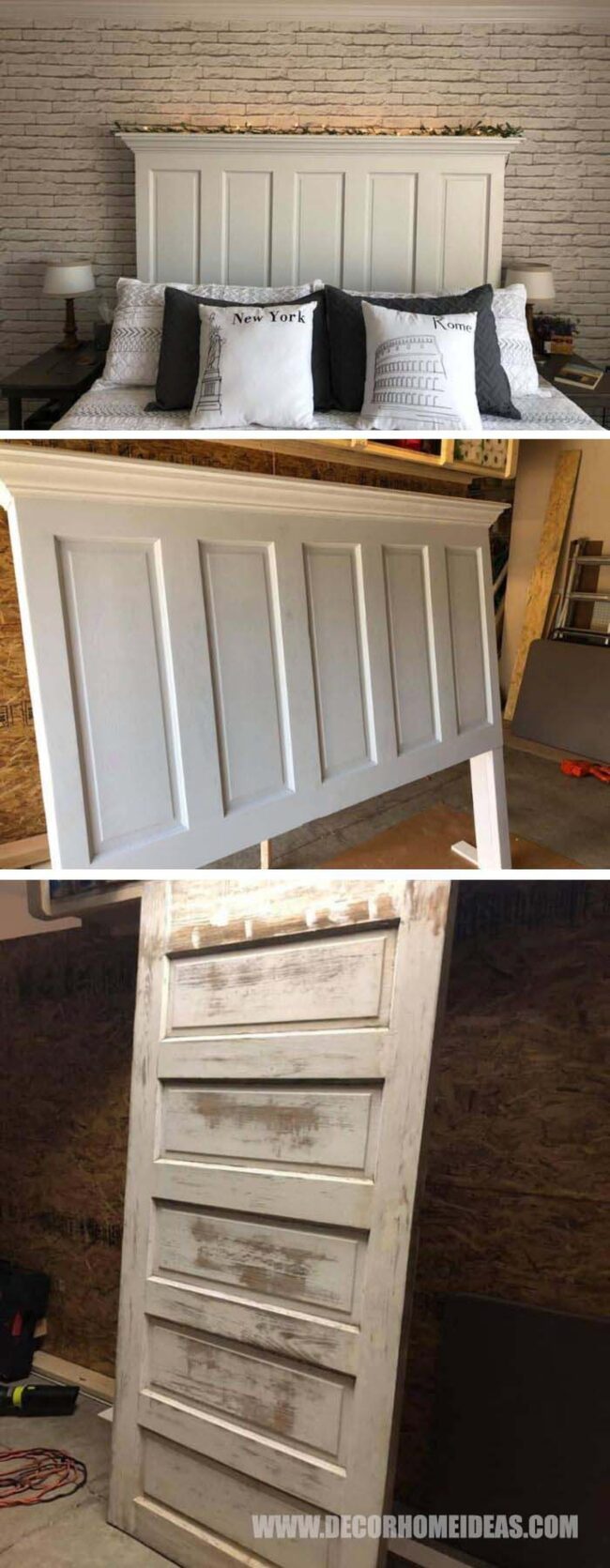 Weathered Wooden Door Headboard Charm