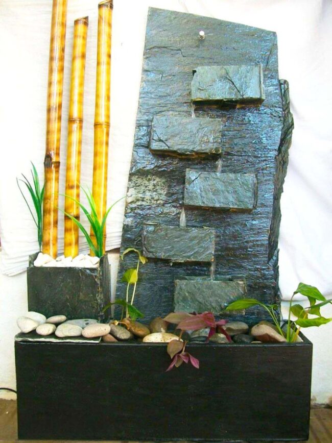 Slate Gray Water Cascading Meditation Garden
