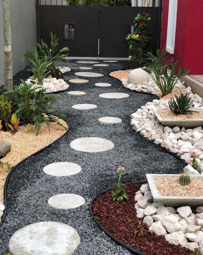 Fluid Stone Path Embraces Greenery