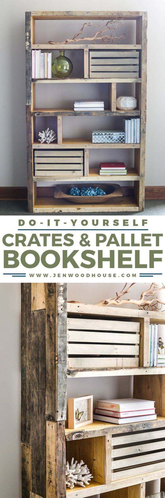 Weathered Wood Shelves Embrace Literature