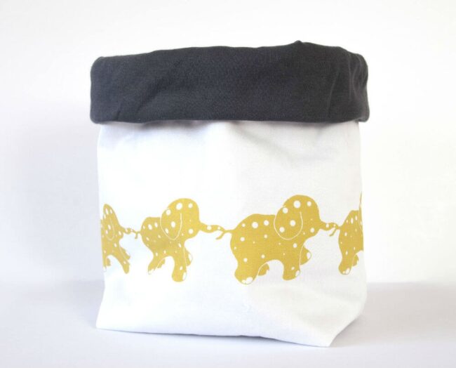 Playful Elephant Fabric Storage Bin