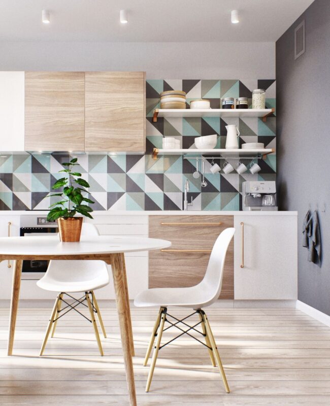 Geometric Teal Tile Splash