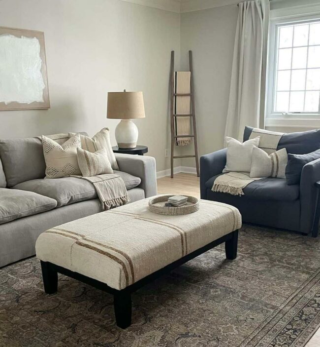 Navy Gray Ottoman Sanctuary Centerpiece