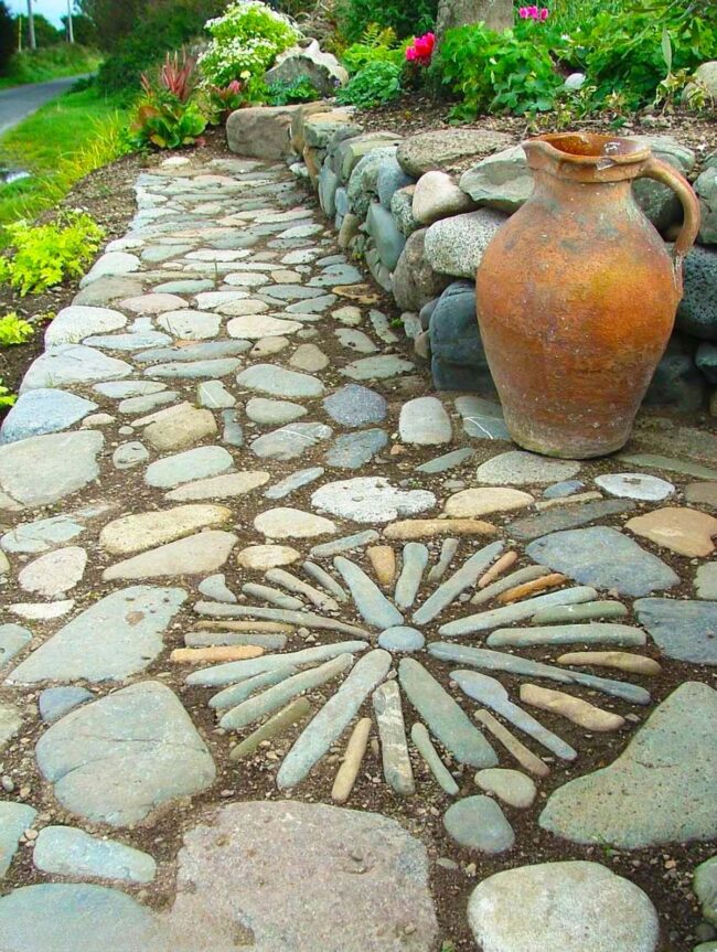 Sunburst Stone Path Mosaic Magic