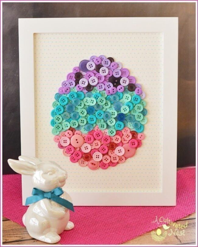 Colorful Vintage Button Easter Canvas