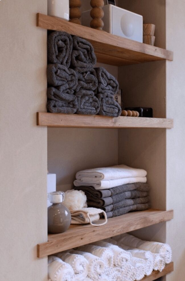 Rustic Wooden Towel Shelves