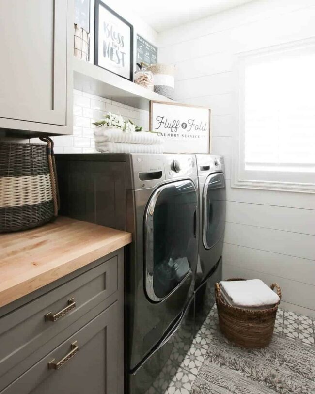 Luminous White Shiplap Laundry Sanctuary