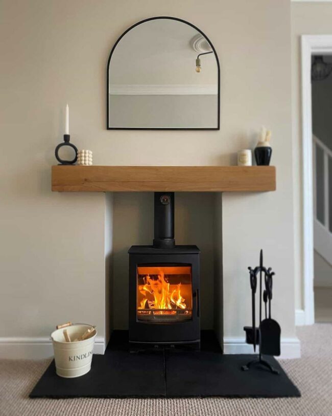 Intimate Wood Alcove Fireplace Design