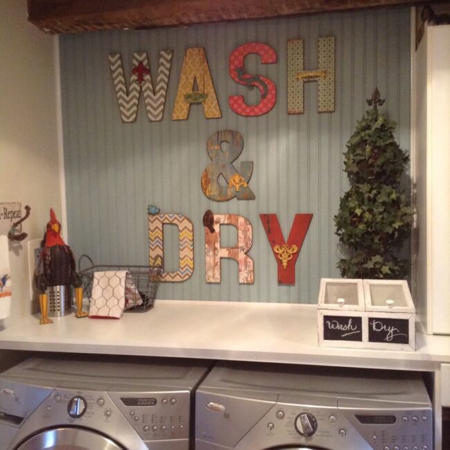 Rustic Salvaged Metal Laundry Sign