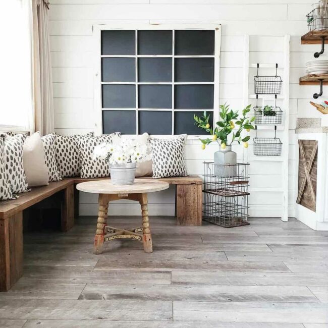 Wooden Bench Sanctuary with Citrus Accent