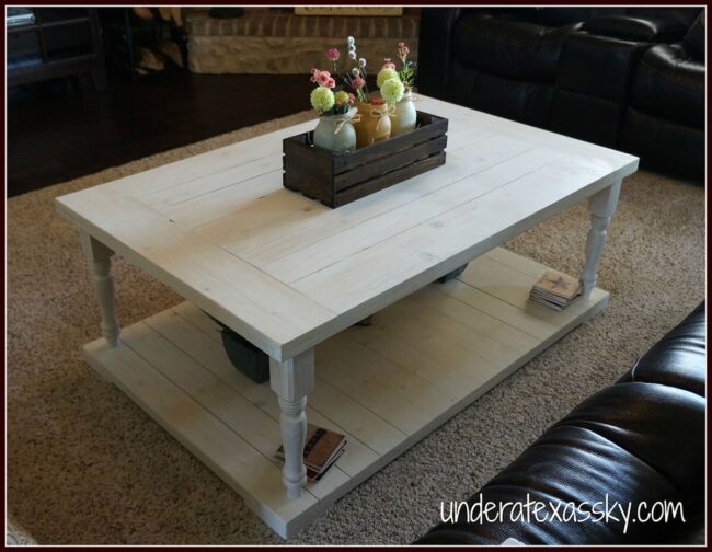 Weathered White Farmhouse Storage Table