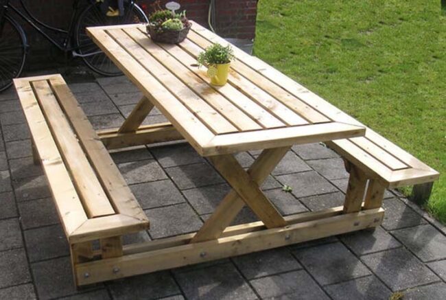 Sturdy Pine Wood Backyard Gathering Table