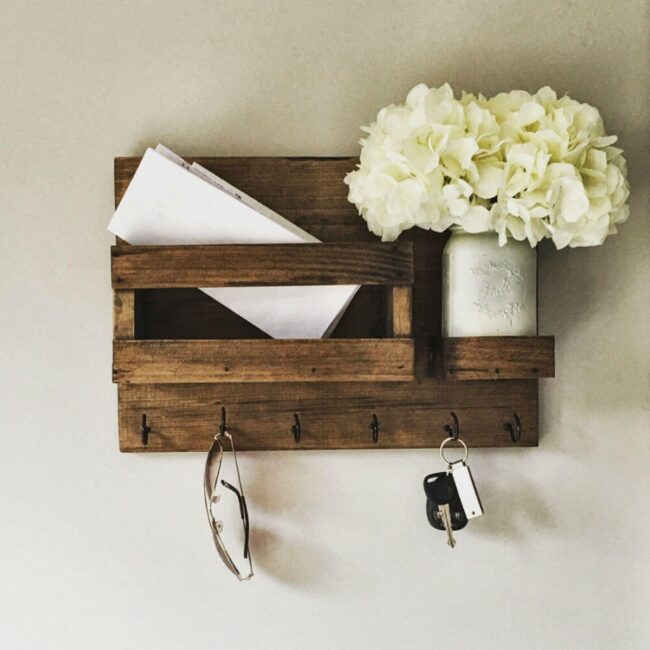 Weathered Wood Farmhouse Mail Keeper