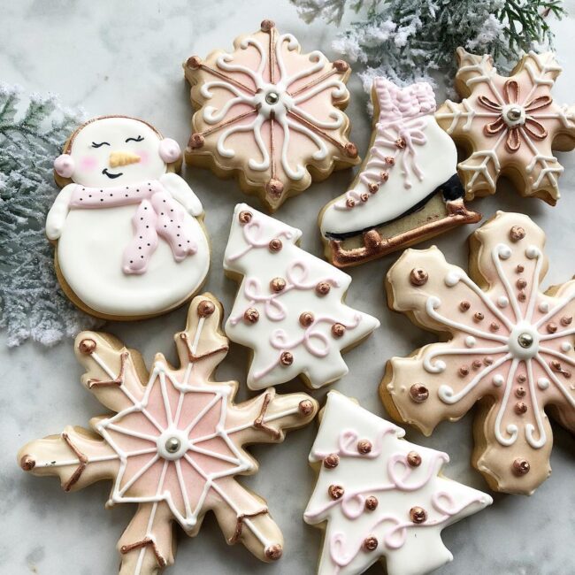 Shimmering Rose Gold Holiday Cookies