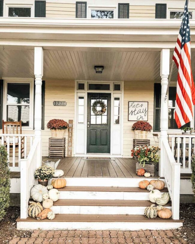 Patriotic Porch White Posts Squash Charm