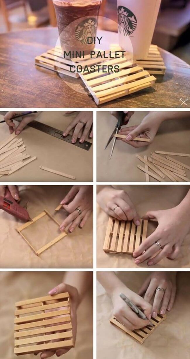 Rustic Wood Stick Coaster Set