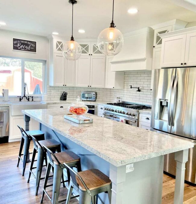 Granite Gray Island Anchors Kitchen