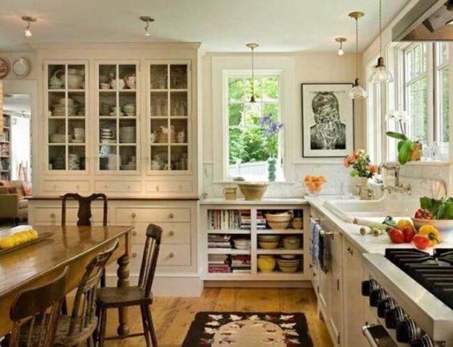 Glass Doors Showcase Vintage Kitchen Treasures
