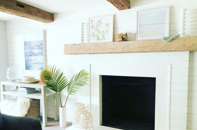 Driftwood White Beach Fireplace Paradise