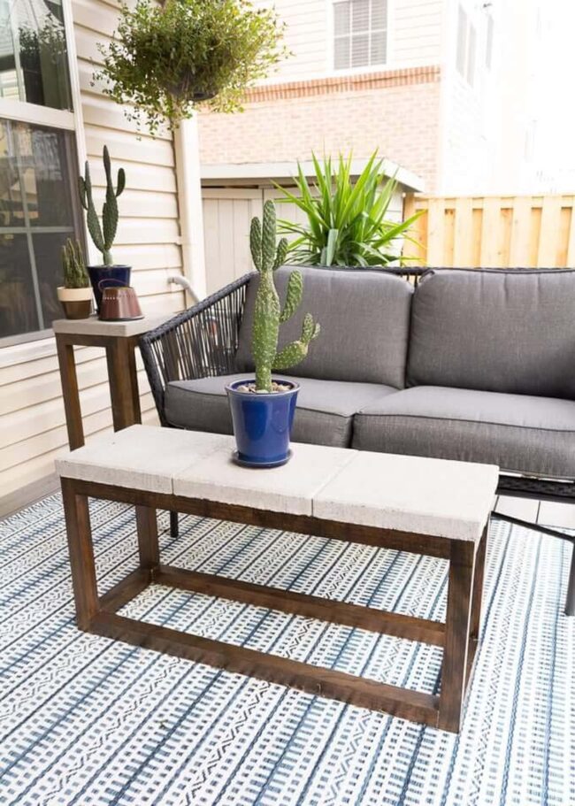 Concrete Gray Outdoor Living Table