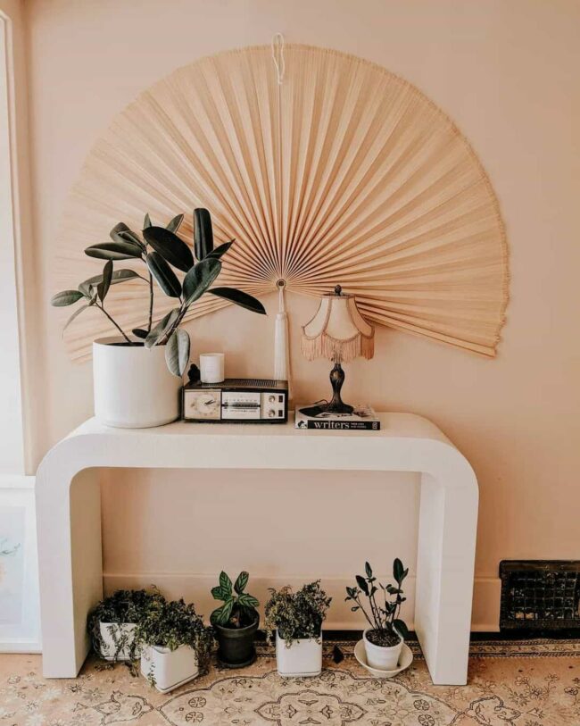 Curved Paper Fan Blush Entrance
