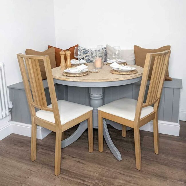 Gray Shiplap Bench Dining Sanctuary