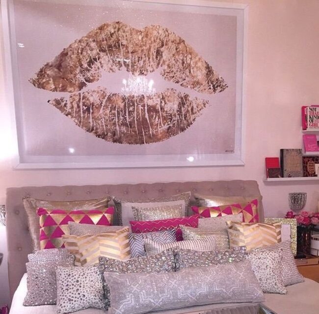Pink Canvas Metallic Chic Bedroom