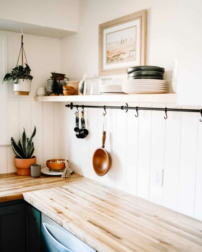 White Shiplap Kitchen Soft Blue Harmony