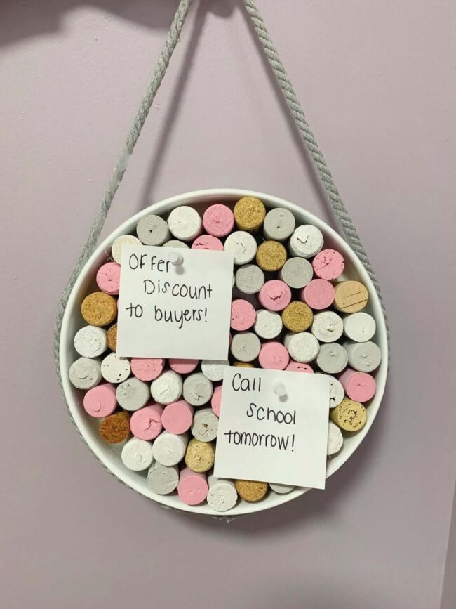 Colorful Wine Cork Memory Board