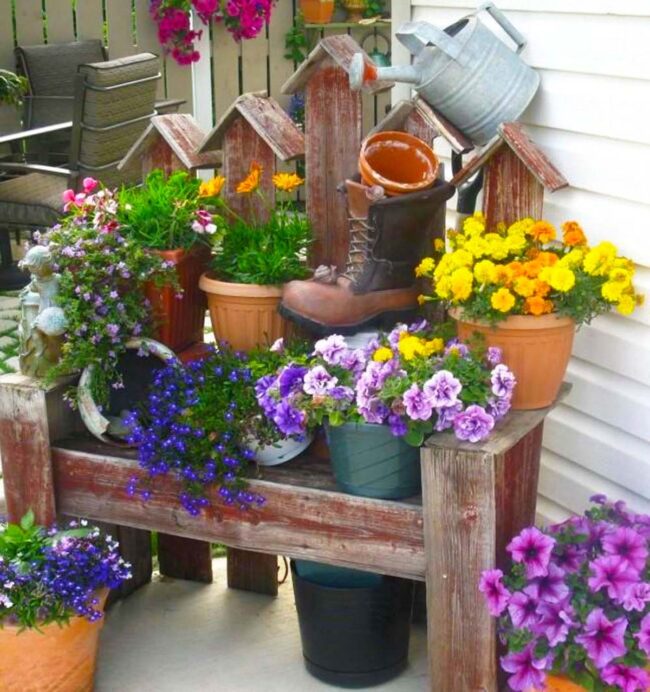 Quirky Blooms Dancing in Recycled Vessels