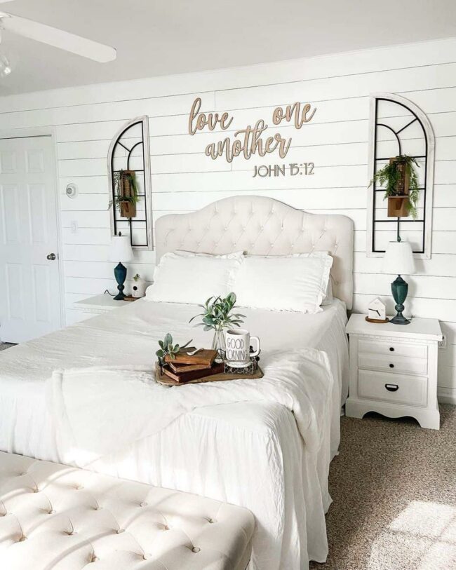 White Shutters Embrace Farmhouse Sanctuary