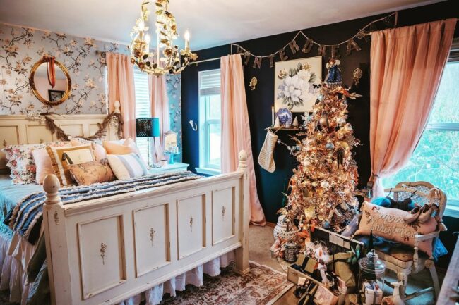 Festive Rose Gold Bedroom Shimmer