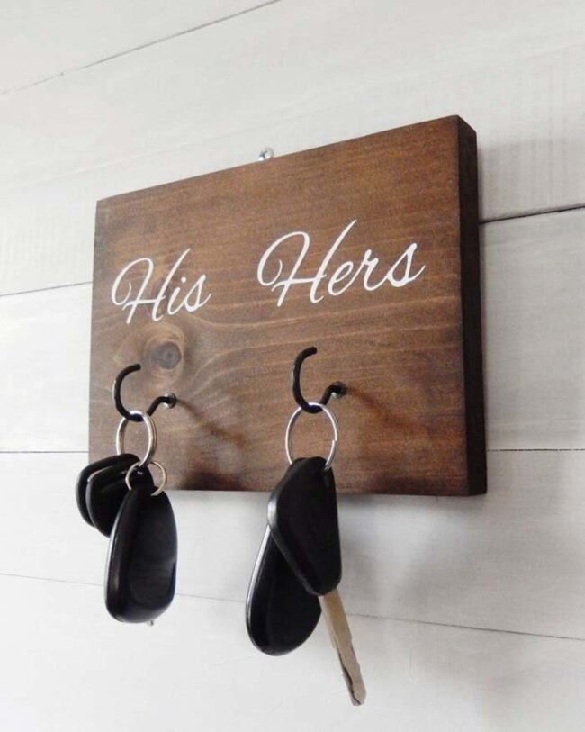 Wooden Hooks Harmony His Hers Keys