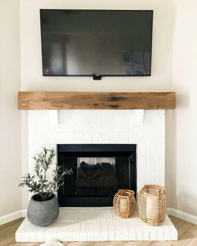 White Brick Hearth Modern Living Sanctuary