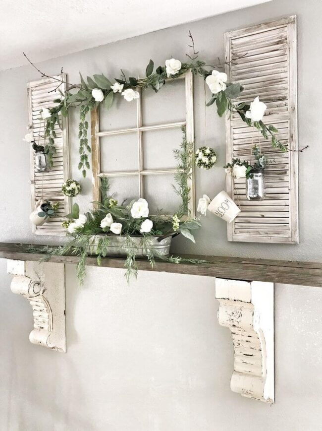 Weathered Wood Rustic Flower Shelves