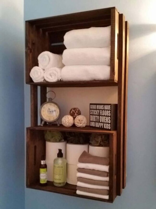 Rustic Wood Bathroom Storage Sanctuary