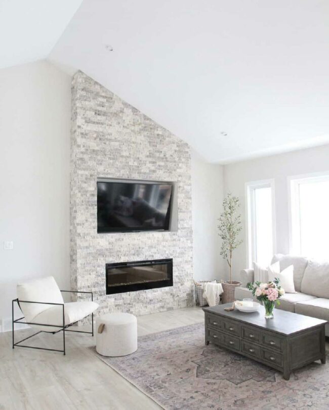 Gray Brick Wall Dominates Modern Interior